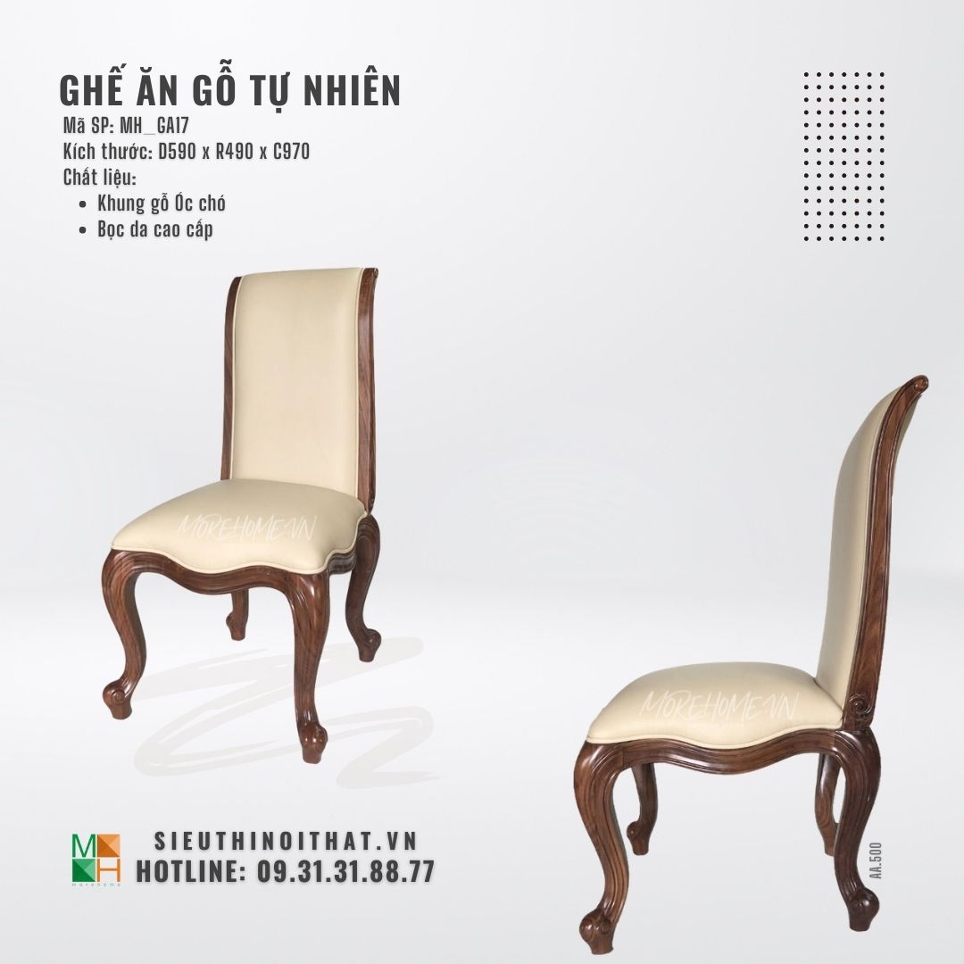  Ghế ăn gỗ tự nhiên MH - GA17